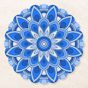 Mandala in blue paper coaster
