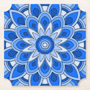 Mandala in blue paper coaster