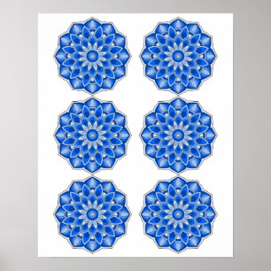 Mandala in blue poster