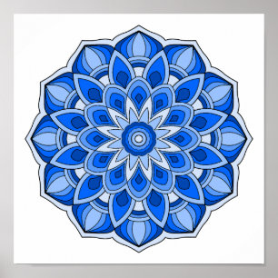 Mandala in blue poster