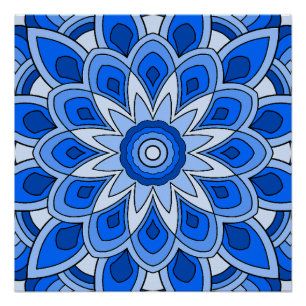 Mandala in blue poster
