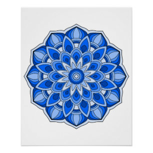 Mandala in blue poster