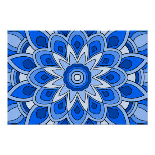Mandala in blue poster