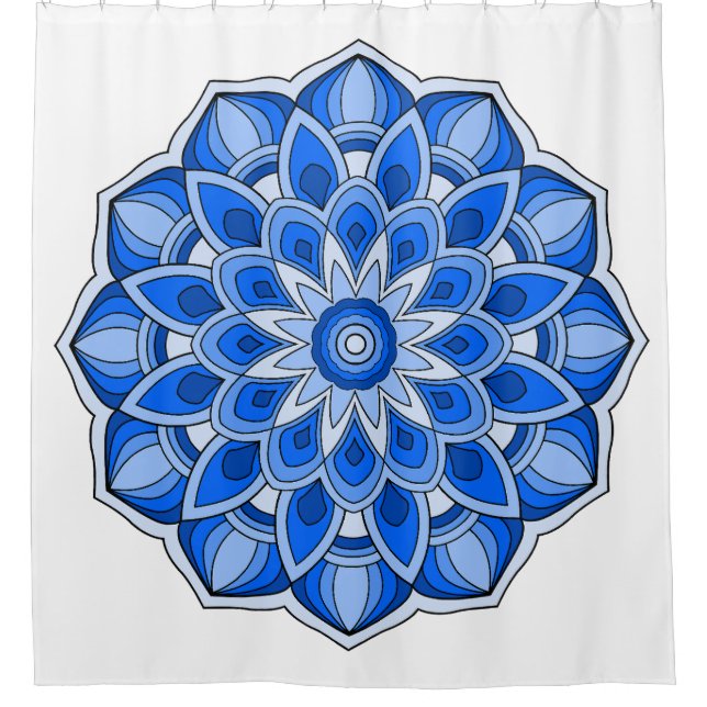 Mandala in blue shower curtain (Front)