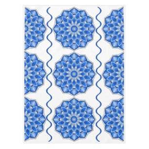 Mandala in blue tablecloth