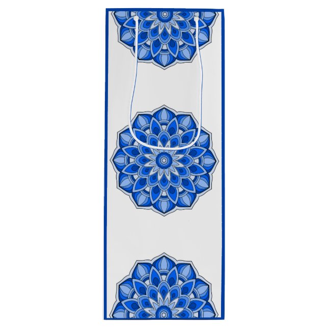 Mandala in blue  wine gift bag (Front)