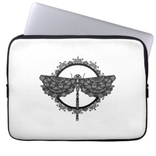 Mandala in Buddhism Nepal style with dragonfly Laptop Sleeve