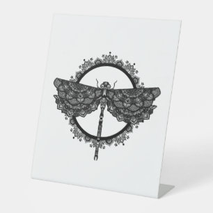 Mandala in Buddhism Nepal style with dragonfly Pedestal Sign