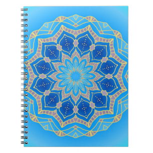 Mandala in electric blue and turquoise notebook