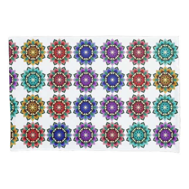 Mandala in various colors pillowcase (Front-Left)