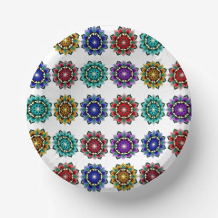 Mandala in various colours paper plate