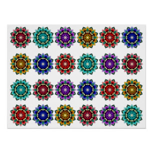 Mandala in various colours poster