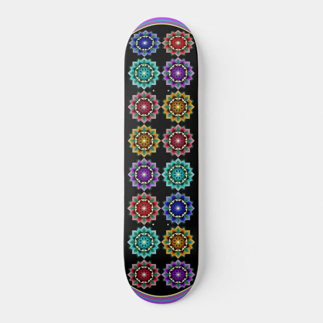 Mandala in various colours skateboard (Front)