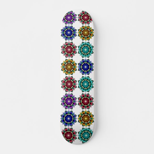Mandala in various colours skateboard (Front)