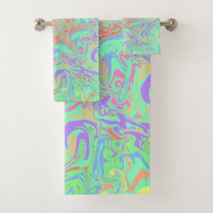 Mandala in vibrant pastel colours bath towel set