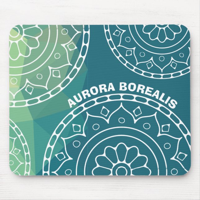 Mandala india blue green yellow custom text mouse mat (Front)