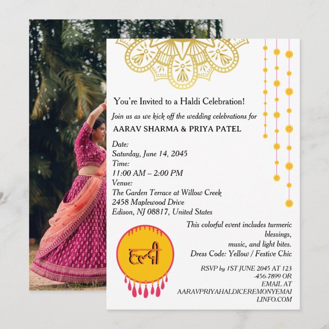 Mandala Indian Haldi Ceremony Invitation  (Front/Back)