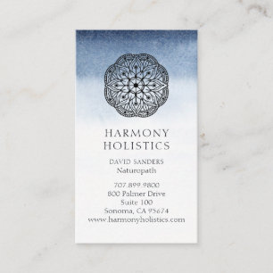 Mandala Indigo White Holistic Health Business Card