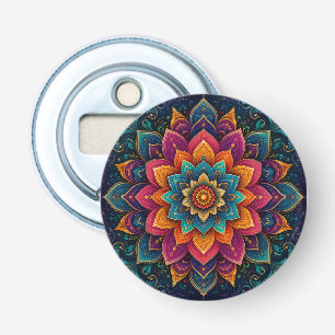 Mandala-inspired floral artwork bottle opener