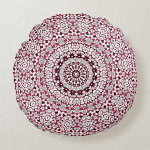 Mandala is burgundy-gray round cushion
