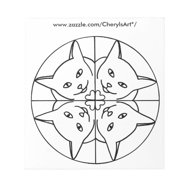 Mandala Kaleidoscope Cats Colouring Notepads (Front)