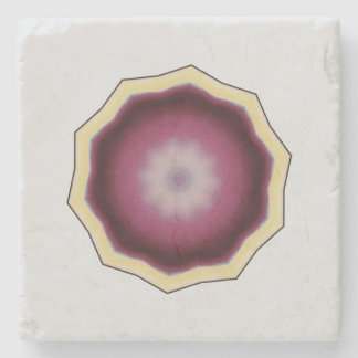 Mandala Kaleidoscope Design Purple on Grey Stone Coaster