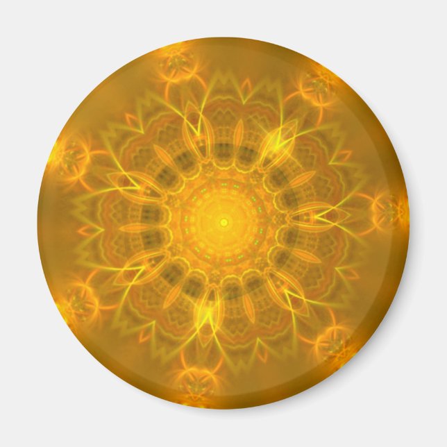 Mandala Lace Lines Warm Glow Yellow Background Magnet (Front)