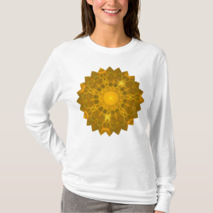 Mandala Lace Lines Warm Glow Yellow Background T-Shirt