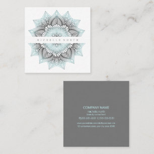 Mandala Lace Lt. Blue ID478 Square Business Card