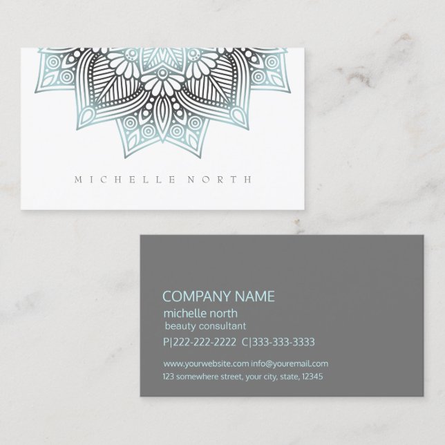 Mandala Lace Lt. Blue ID968 Business Card (Front/Back)