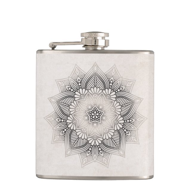 Mandala Lace Neutrals ID478 Hip Flask (Front)