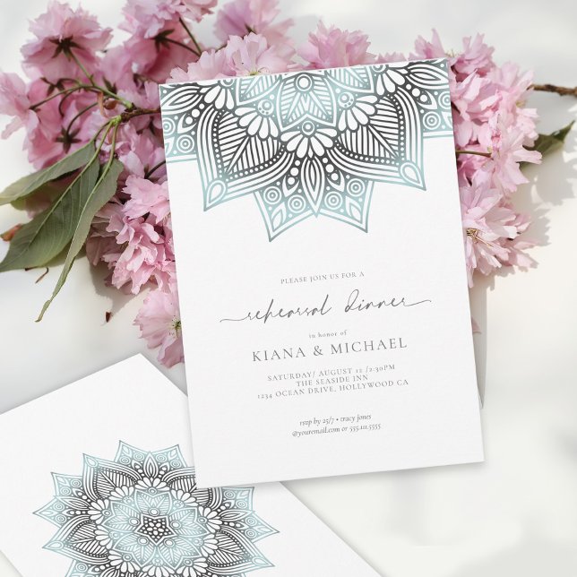 Mandala Lace Rev Rehearsal Dinner Lt. Blue ID968 Invitation (Creator Uploaded)