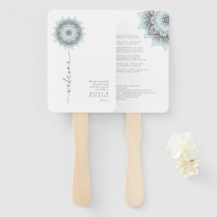 Mandala Lace Rev Wedding Welcome Lt. Blue ID968 Hand Fan