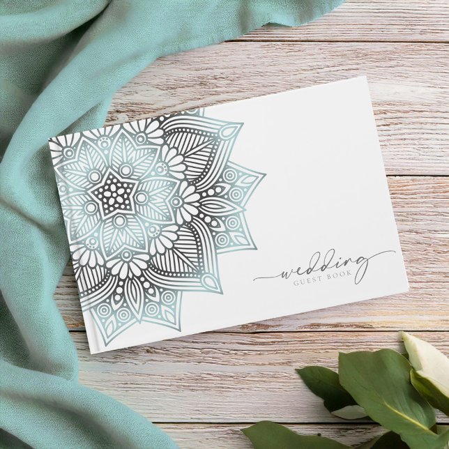 Mandala Lace Wedding Lt. Blue ID968 Guest Book (Creator Uploaded)
