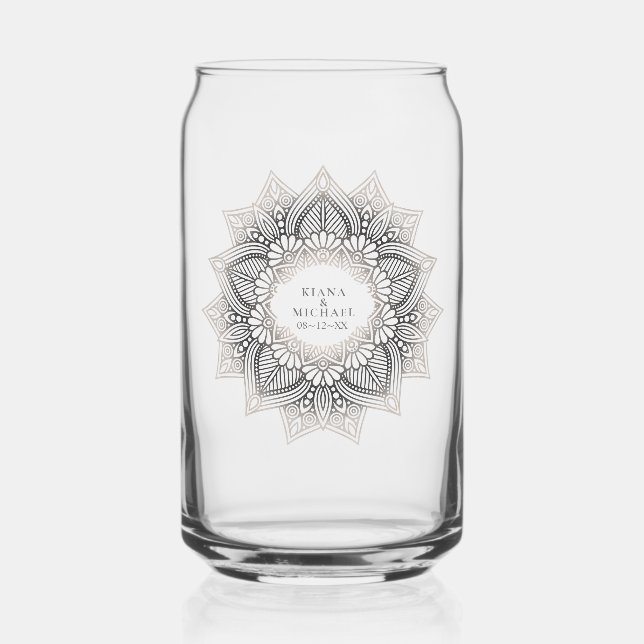 Mandala Lace Wedding Neutrals ID478 Can Glass (Back)