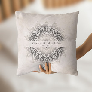 Mandala Lace Wedding Newlyweds Neutrals ID478 Cushion