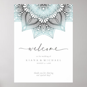 Mandala Lace Wedding Welcome Lt. Blue ID968 Poster