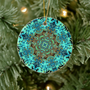 Mandala-like colorful pattern (mandala monsters) ceramic tree decoration