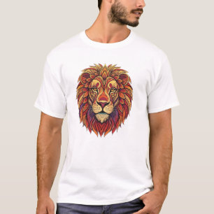 Mandala Lion Head Colorful Ornate Tribal Art Boho  T-Shirt