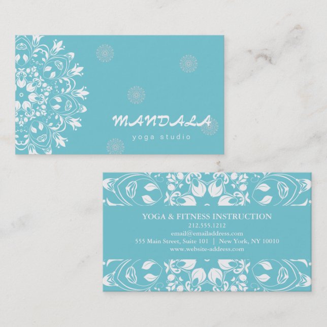 MANDALA LOGO CUSTOMIZED YOGA  INSTRUCTOR BUSINESS CARD (Front/Back)