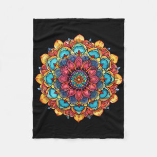 Mandala Lotus Boho Yoga Meditation Fleece Blanket