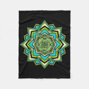 Mandala Lotus Buddha Zen Art Botanical Succulent F Fleece Blanket