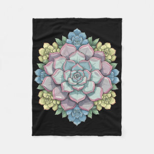 Mandala Lotus Buddha Zen Art Botanical Succulent F Fleece Blanket