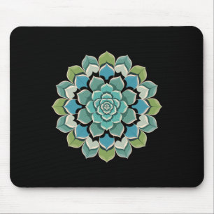 Mandala Lotus Buddha Zen Art Botanical Succulent F Mouse Mat