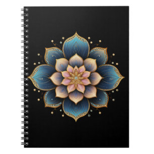 Mandala Lotus Flower with Sparkling Crystals Notebook