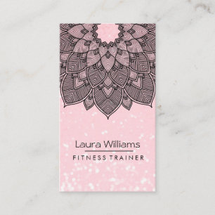 Mandala Lotus Flower Yoga Instructor Pink Holistic Business Card