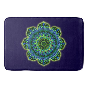 Mandala Lotus green blue + your backgr. & ideas Bath Mat