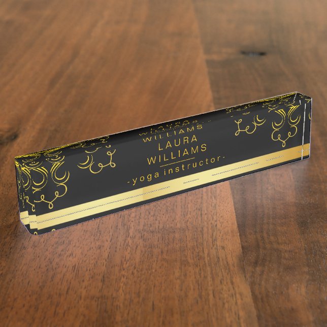 Mandala Lotus Yoga Holistic Gold Classic Nameplate (Side)