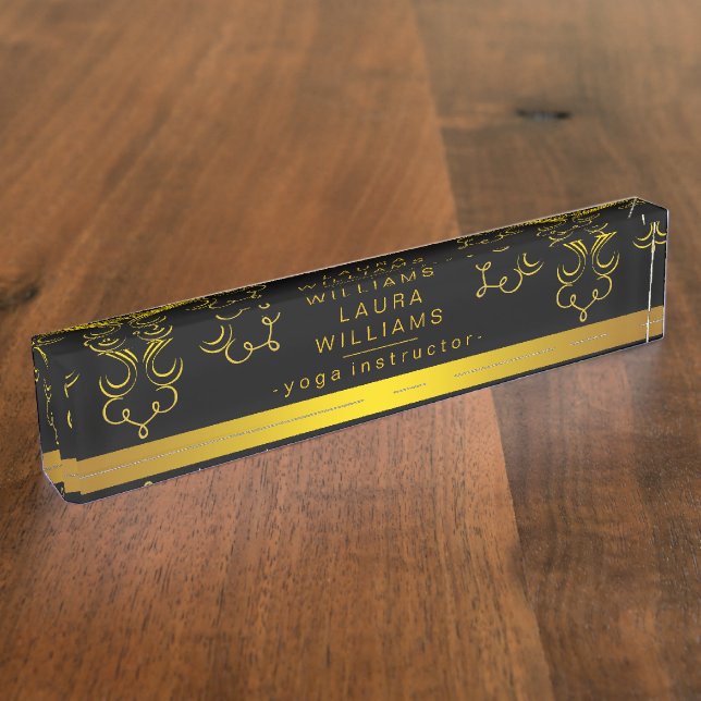 Mandala Lotus Yoga Holistic Gold Classic Nameplate (Side)