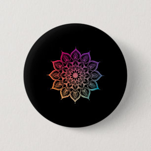 Mandala Lotus Zen Art Boho Buddha Botanical Succul 6 Cm Round Badge